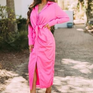 Small Hot Pink Midi Dress